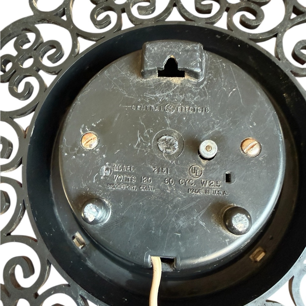 Vintage General Electric Black Filigree Wall Clock - Picture 5 of 6